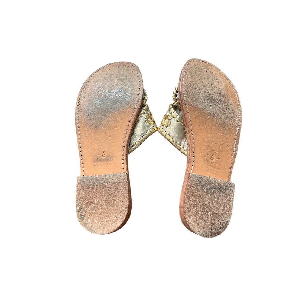 Palm Beach Sandals Womens Metallic Gold Silver Leather Navajo Thong Sandals 6 - Picture 8 of 10